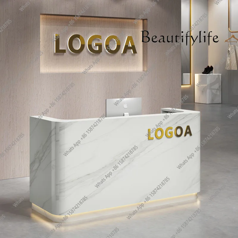 W Luxury Hotel Display Executive Reception Desks Company Mostrador Lounge Design Beauty Reception Desks Modern Shop Bar