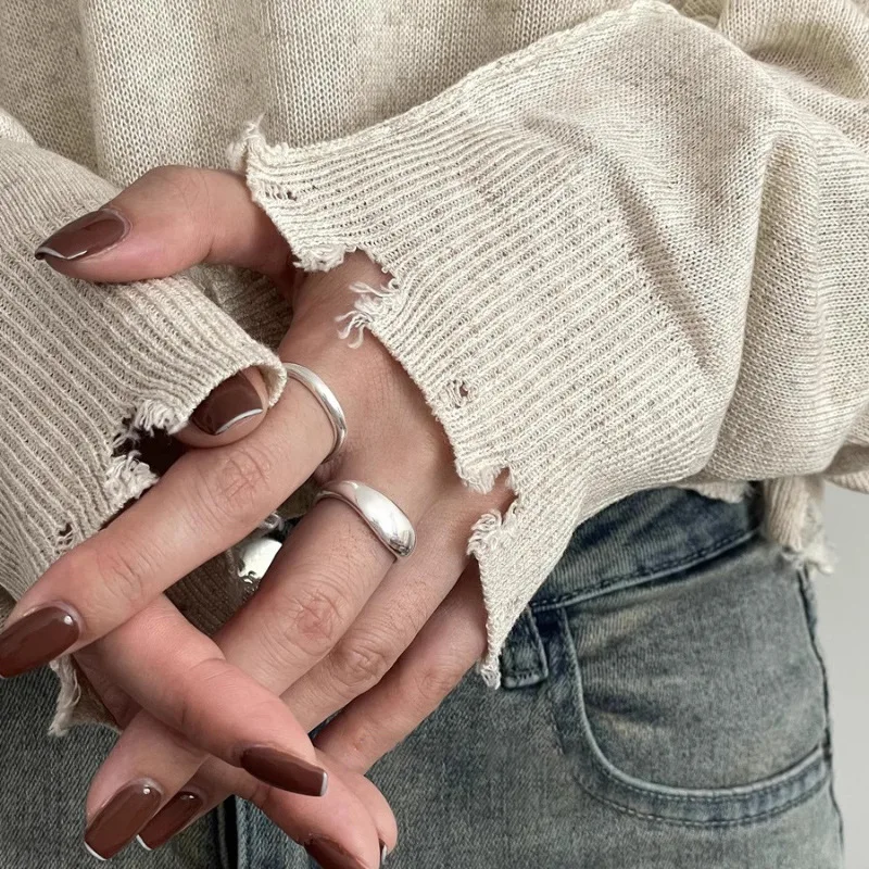Women's 925 Sterling Silver Irregular Stackable Rings, Vintage