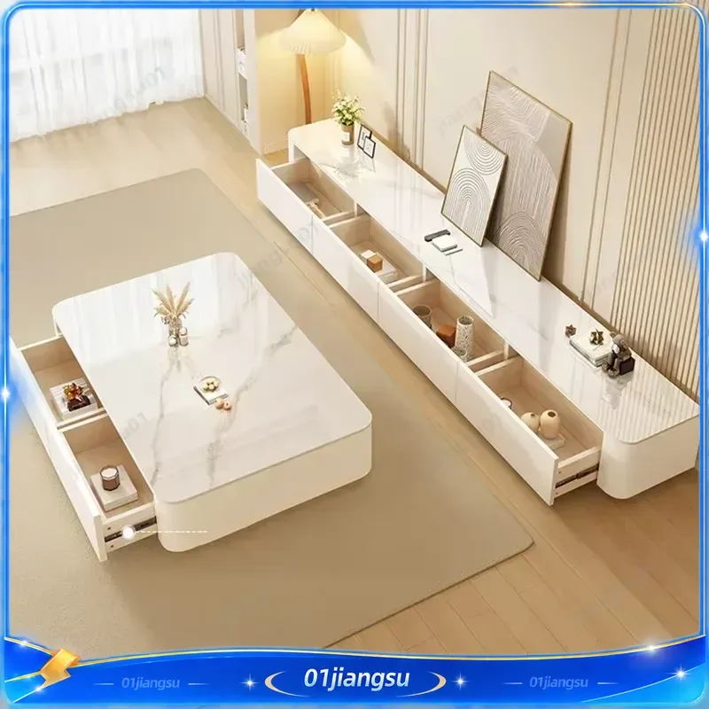 Luxury TV Stand with Storage Drawers Modern Living Room Floor Cabinet Shelf Monitor Display Table Trendy Furniture Muebles