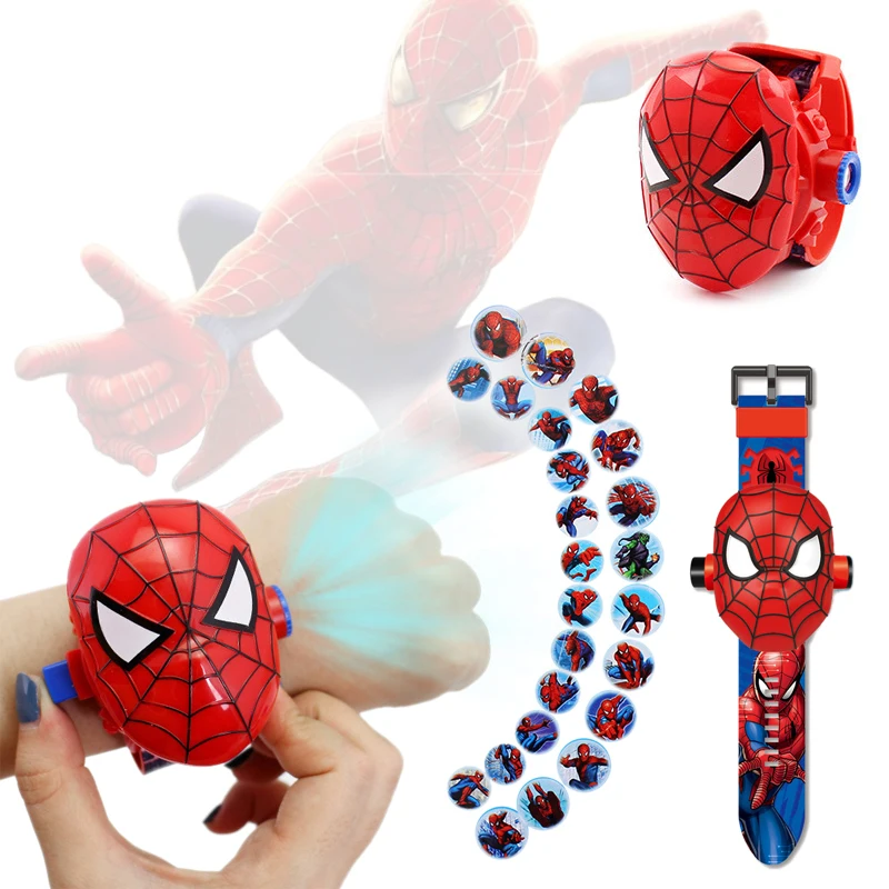 Disney Marvel Kids Watch Spiderman Iron Man Frozen Anime Figures Projection Watch Digital Clock Boys Girls Baby Watch Toys