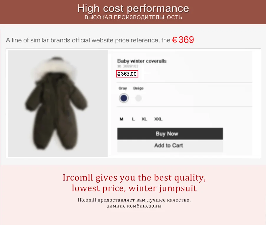 30 Grad Winter Baby Kleidung Overalls Outwear Anzüge Für Kleinkinder Baby Ski Anzug Dicken Baby Overall Wasserdicht Mit Kapuze Für mädchen – Detail 3