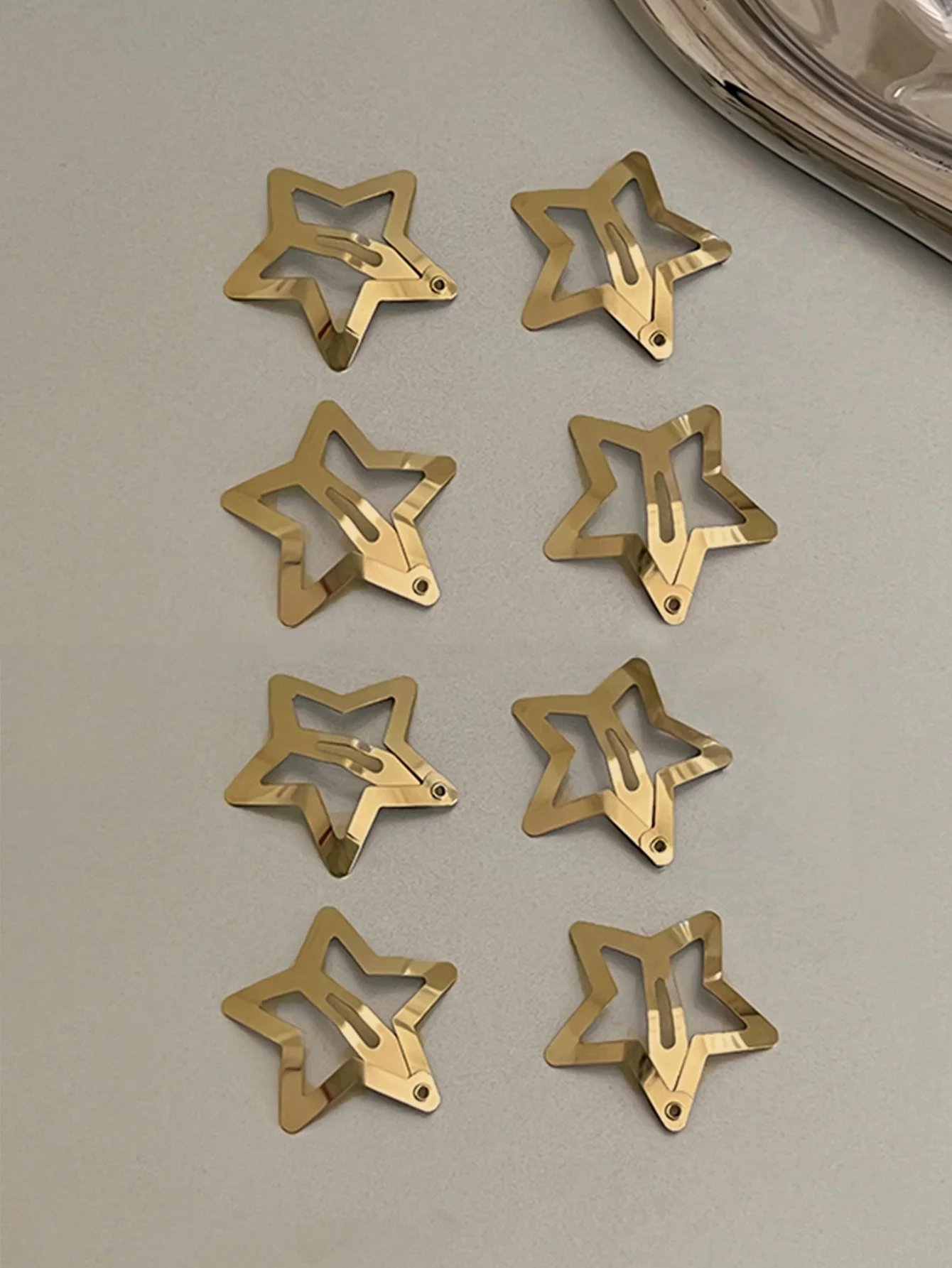 8 قطع من مشابك الشعر على شكل نجمة، مشابك شعر بإبزيم معدني، إكسسوارات شعر ذهبية، مشابك شعر على شكل نجمة لطيفة، مشابك شعر بإبزيم مضاد للانزلاق، مناسبة