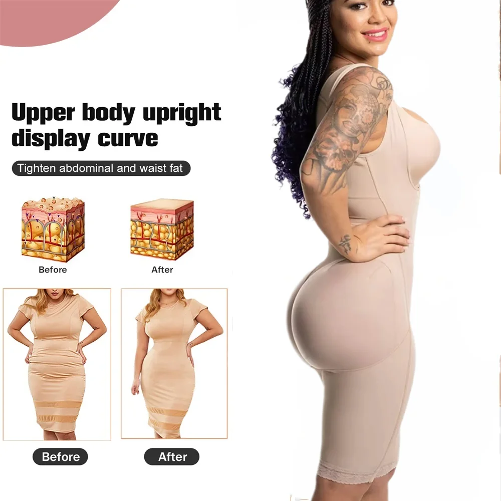 Fajas Colombianas Shapewear for Women Tummy Compression Control Postpartum Body Shaper Butt Lifter Bodysuit Adjustable Straps