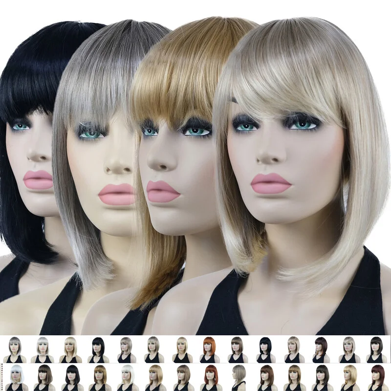 

Ladies Natural Short Straight Hair Wigs Women Curly Cosplay Full Wig