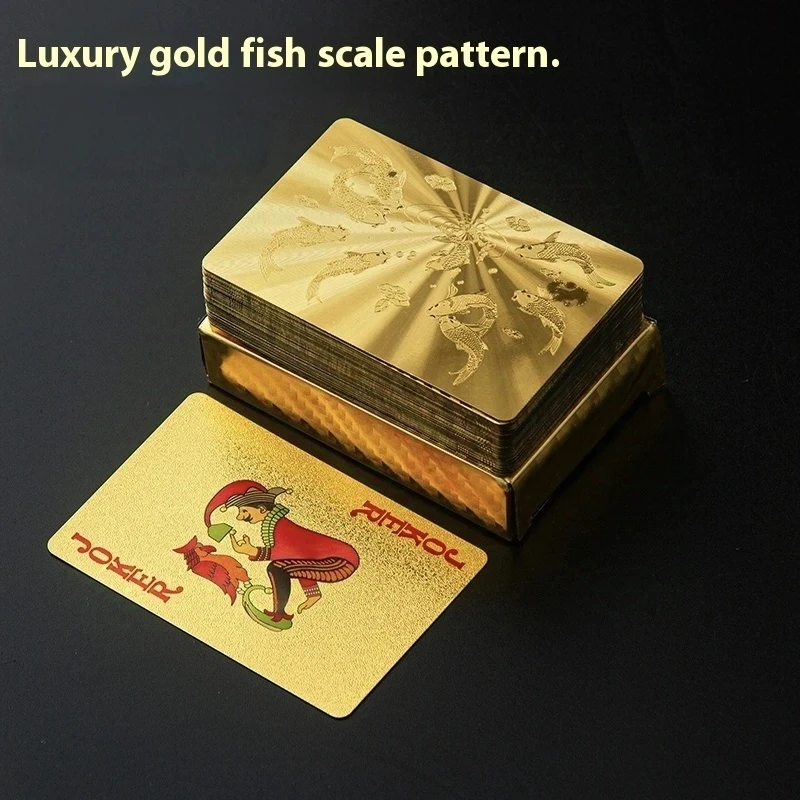 Waterproof Washable PVC Plastic Poker Cards Premium Gold Colored Thick Metal Design Specialty Deck