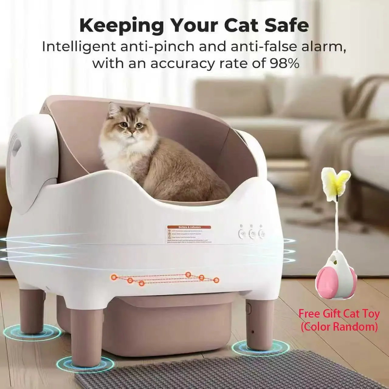 

Automatic Self Cleaning Cat Litter Box Intelligent Cat Litter Pan Open-Top Design Odorless APP Control Cat Sand Box Tray
