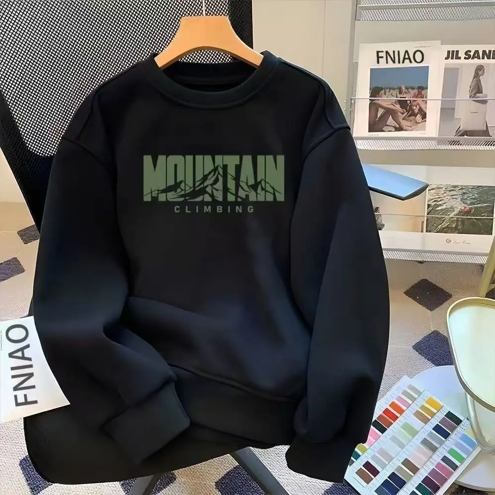 

Серебристый свитшот с мехом в американском ретро-стиле для мужчин, весенне-осенний, с принтом, свободный крой, повседневный, с длинными рукавами, круглый вырез горловины