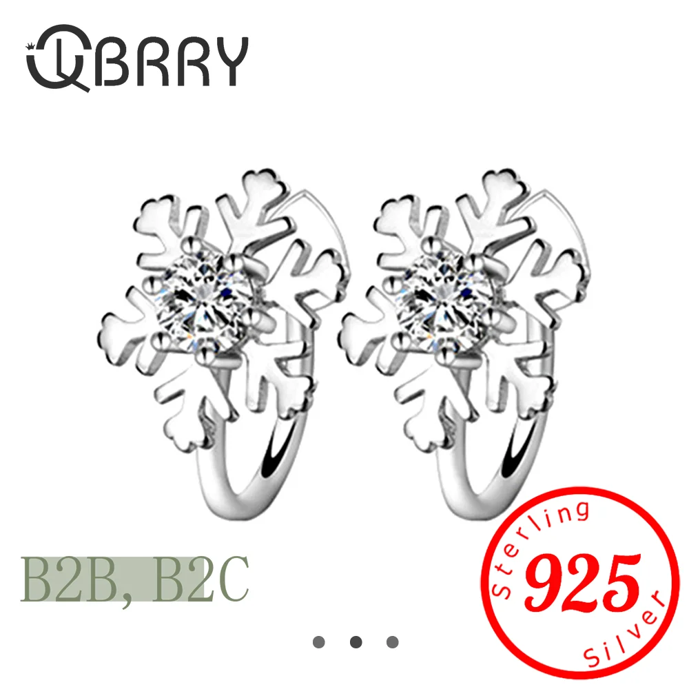 Charm Snowflake Zircon 925 Sterling Silver Ear Cuff Earrings For Women Charming Hot Non Piercing Cartilage Ear Clip Jewelry Gift