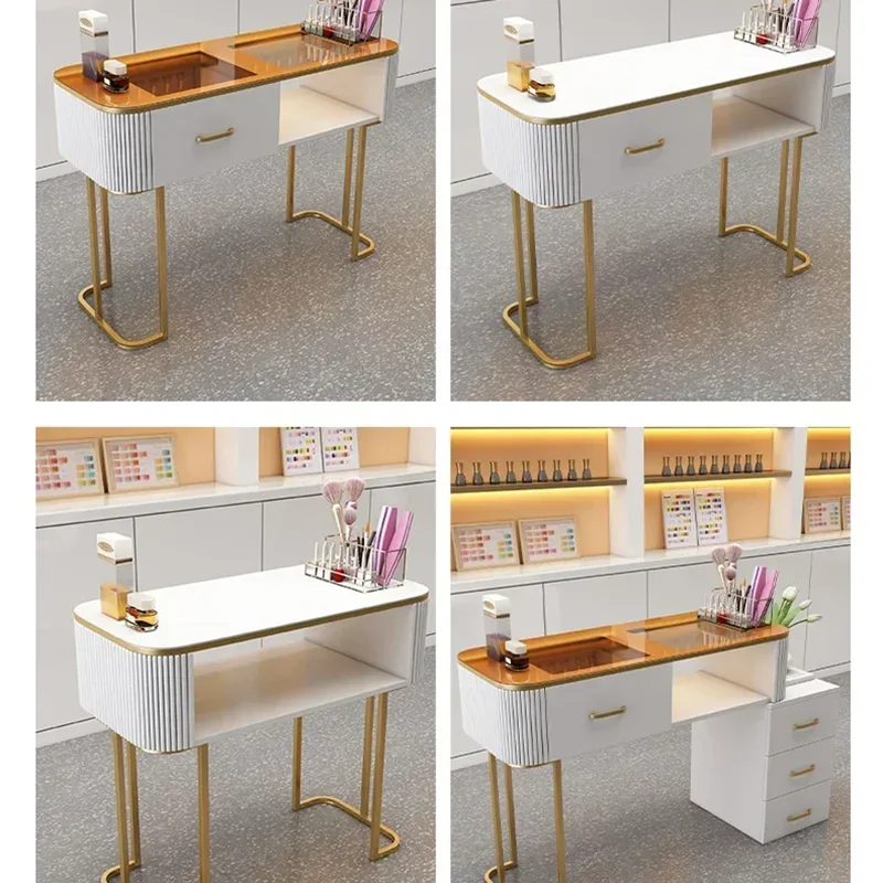 Simple Professional Nail Table Modern Luxury Nail Artist Manicure Table Wooden Storage Mesa De Manicure Salon Furniture KMNT