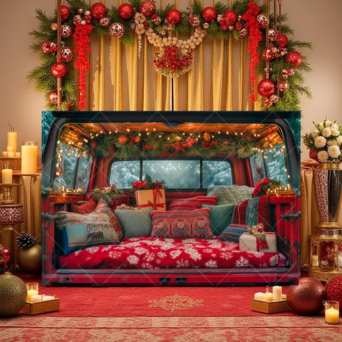 Merry Christmas Tree Car Candy Gift Cute Snowman Kids Aldult Family Party Backdrop Custom Kid Room Photo Poster Decor Background