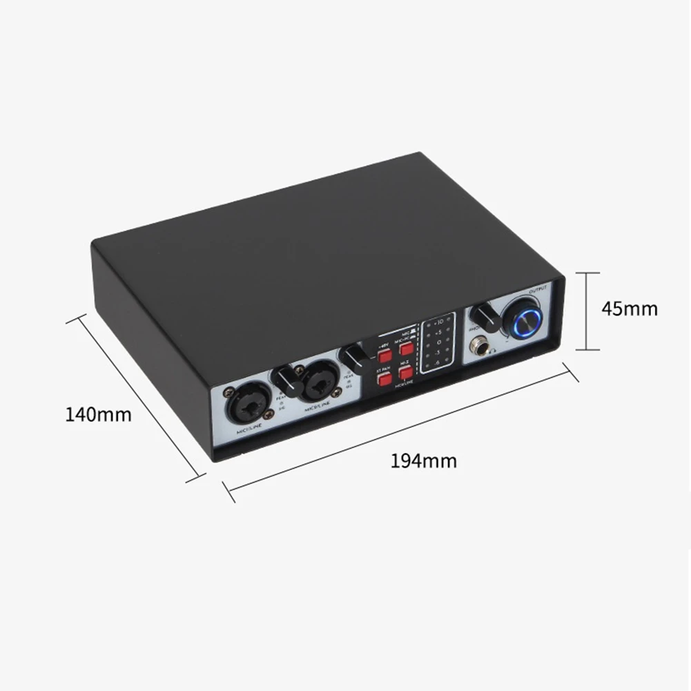 T88C 2 in 2 out Interfaccia audio USB Scheda audio di registrazione 32 bit/384 KHZ Studio Record Scheda audio professionale 48 V Phantom