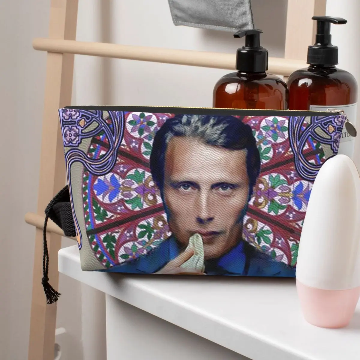 

Hannibal Mads Mikkelsen Women Cosmetic Bag Travel Makeup Organizer Pouch Toiletry Storage Dopp Kit Box