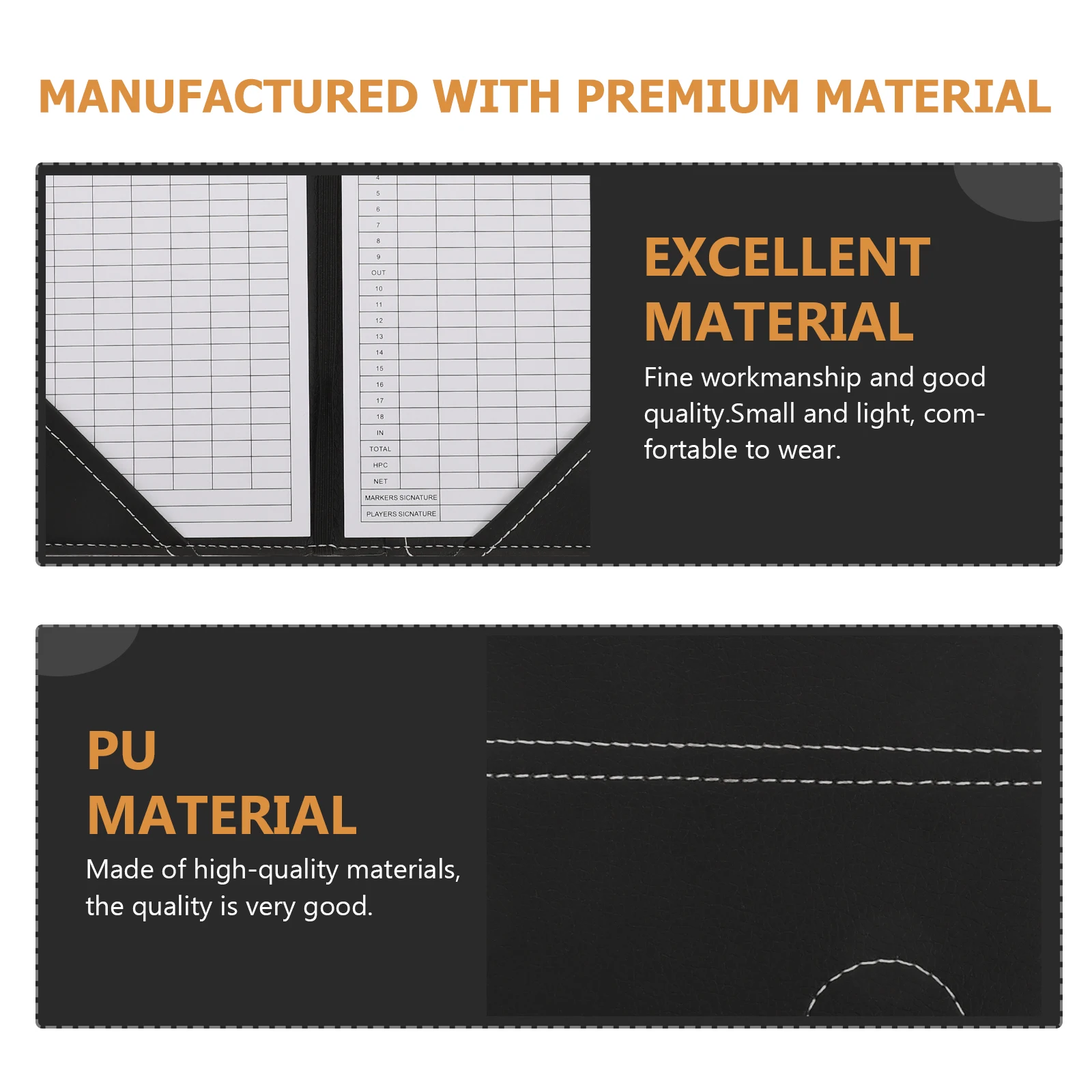 

Golfing Scorebook Protective Cover Premium PU Material Durable Black Compatible All Scorecards Golf Lovers Gift Sweat