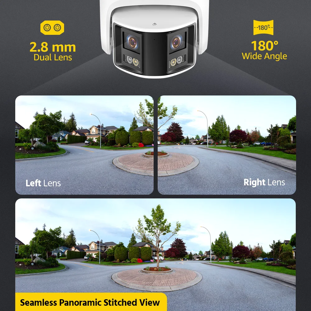 ANNKE 4K(8MP) Network Turret Camera Dual Lens Panoramic FOV 180 With Two Way Audio, Color Night CCTV Camera