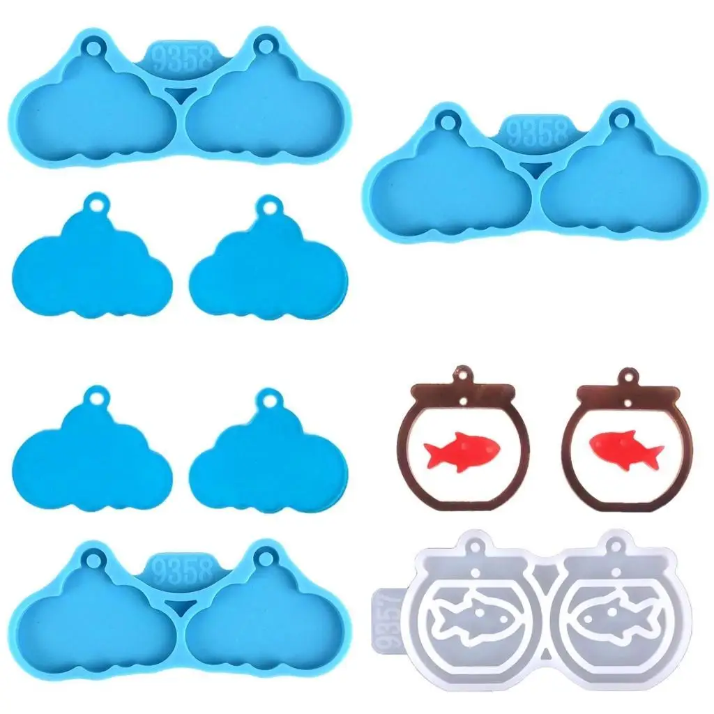

31BB Earring Combination Ornament Mold Fishbowl Clouds Epoxy Resin Jewelry Mold Resin Casting Pendant Mold Suitable for Diy