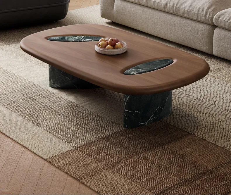 

Marble coffee table, small apartment, living room, high-end wabi-sabi style rectangular tea table