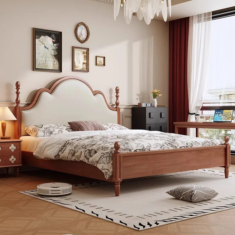 

Europen Princess Double Bed Bedroom Organizer Floor Headboards Double Bed Luxury Wooden Modern Letto Matrimoniale Furniture