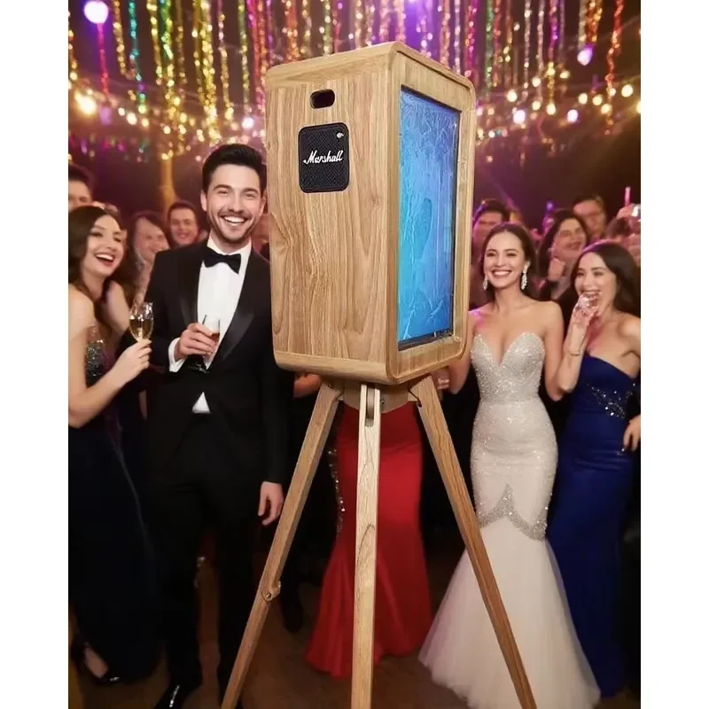 for 18.5 inch screen wood paint color DSLR camera photo booth party wedding wooden vintage photo booth
