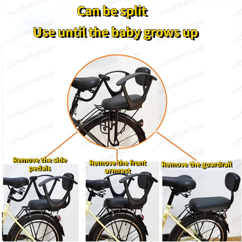 Bicycle Rear Child Seat Mountain Bike 1-10 Years Old Children Universal Rear Seat with Pedals and Armrests Leather Bike Saddle