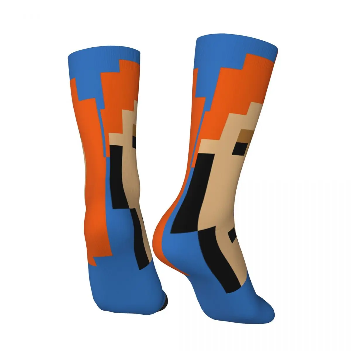 Happy Funny Cryptopunk Female With Orange Hair Men's Socks Vintage Harajuku NTF Non-fungible Token Hip Hop Seamless Crew Sock