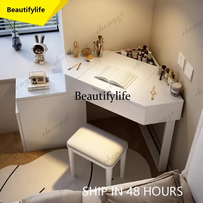 Brown Drawer Vanity Table Organiser Aesthetic Organizer Bedroom Vanity Desk Modern Space Saving Tocador Mueble Furniture
