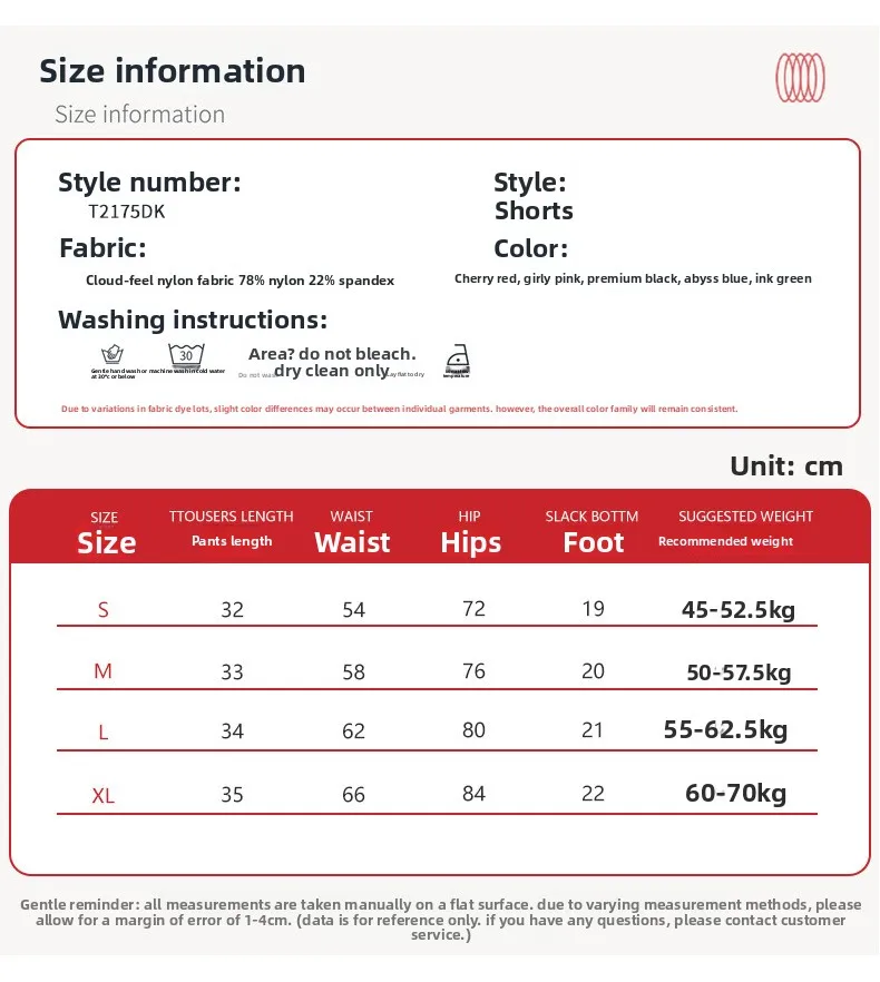 Size chart and fit details