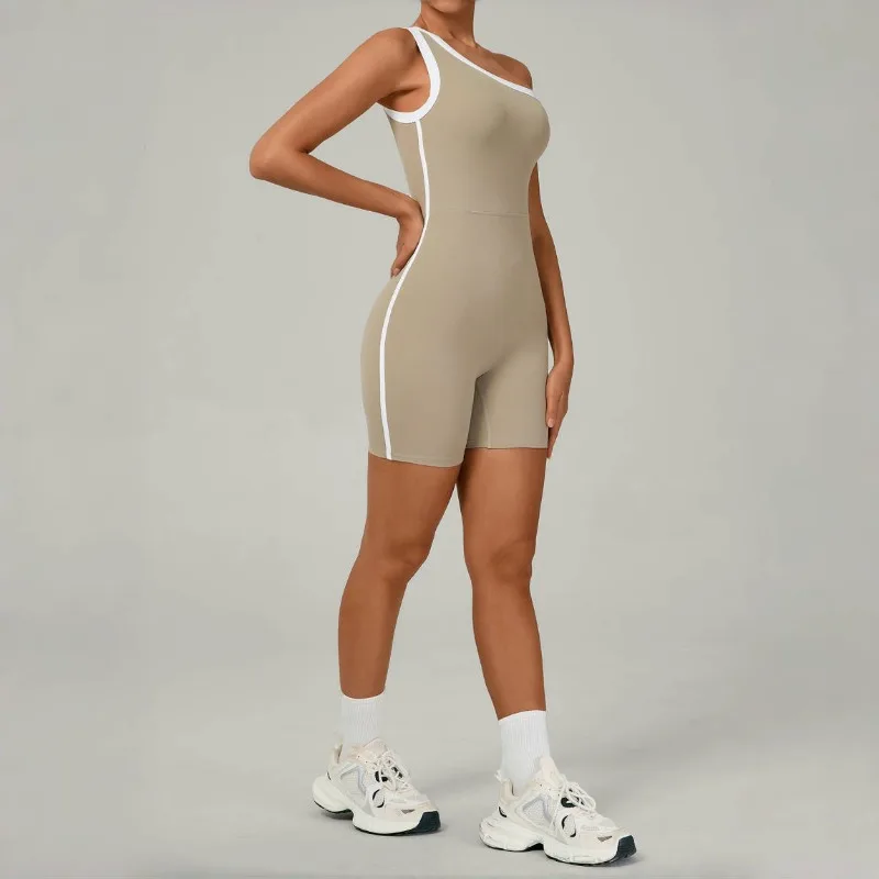 

Women's One Shoulder One-piece Yoga Suit Hip Lifting Quick Drying Tight Fitting Suit Outdoor Sports Running Casual Fitness Suit