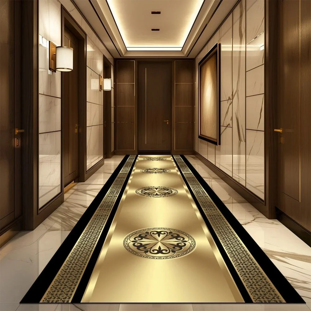 VIKAMA Light Luxury Long Corridor Carpet, waschbare, rutschfeste Eingangsmatte, Teppich für Wohnzimmer und Schlafzimmer, Heimdekoration – Detail 3