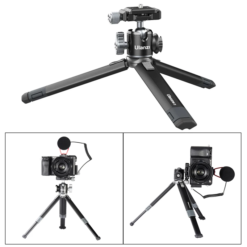 Ulanzi MT-24 Vlog Lite Metal Tripod With Ballhead Extendable 1/4; Tripod Monopod Cold Shoe Arca Quick Swiss 2.5KG Max Load