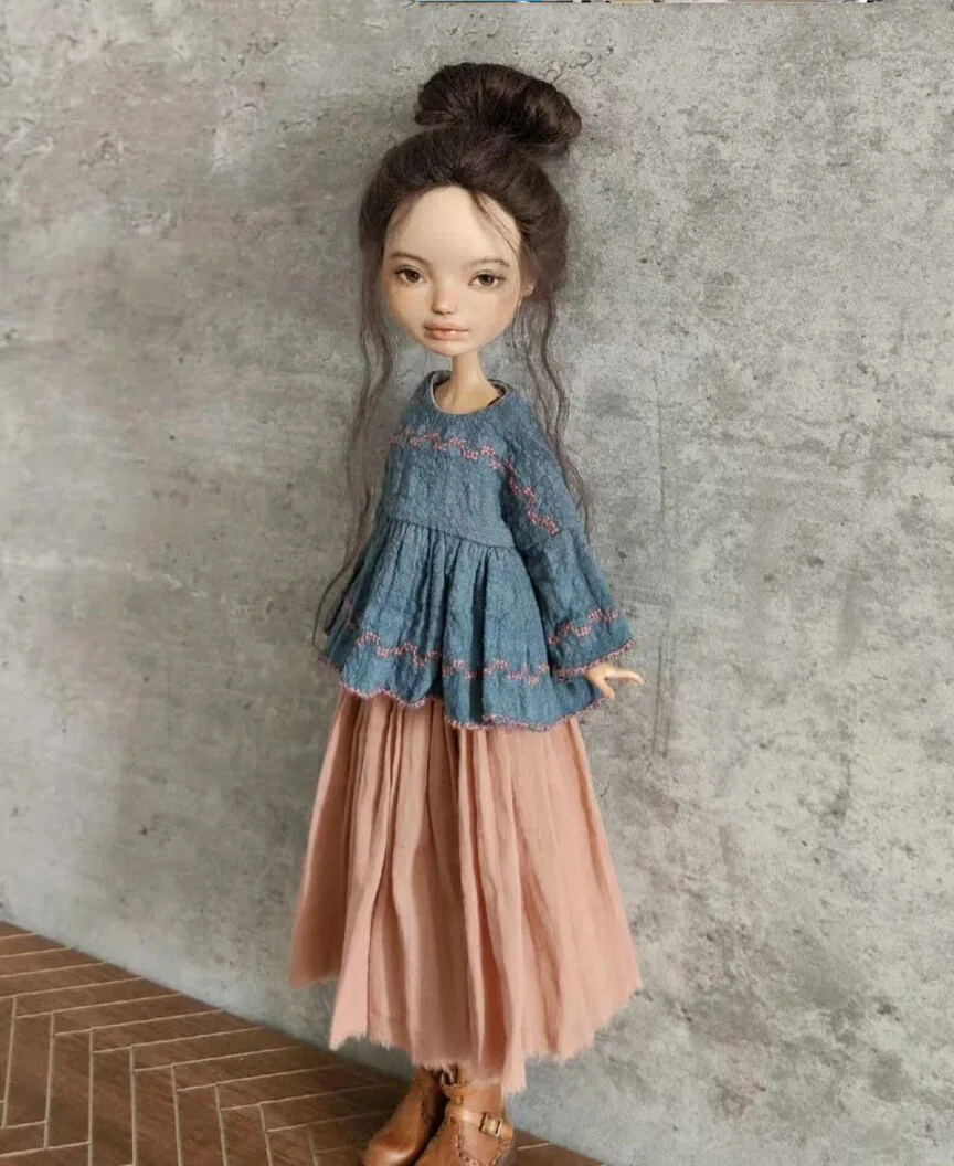 Hot 2pcs Leisure style clothes blythe doll outfit  Embroidery top/skirt 1/6 30cm(Fit for Pullip,Ob22/24/26, Licca)