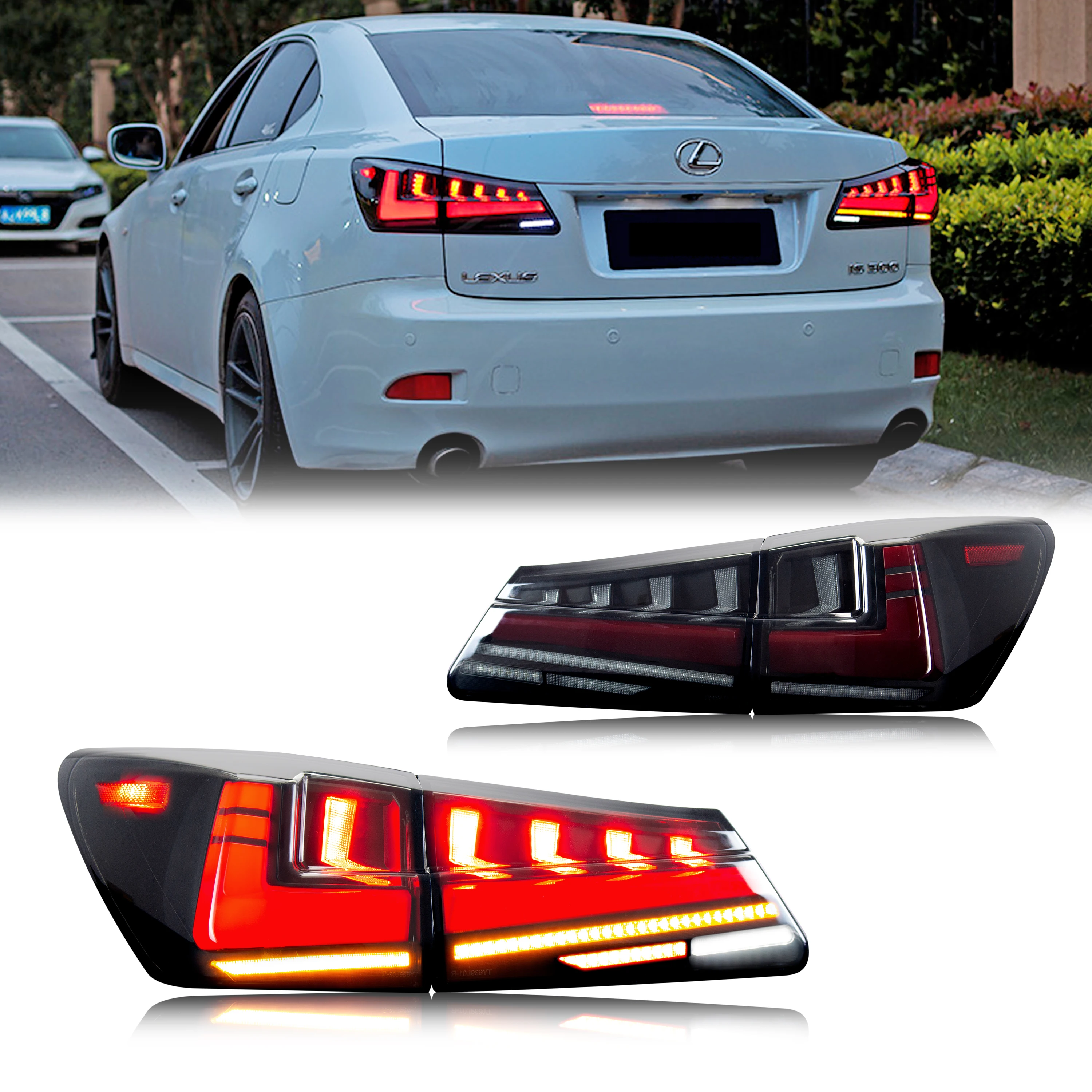 

LED Black Tail Lights for Lexus IS250 IS350 ISF 2006-2013 Start-up Animation Sequential Indicator