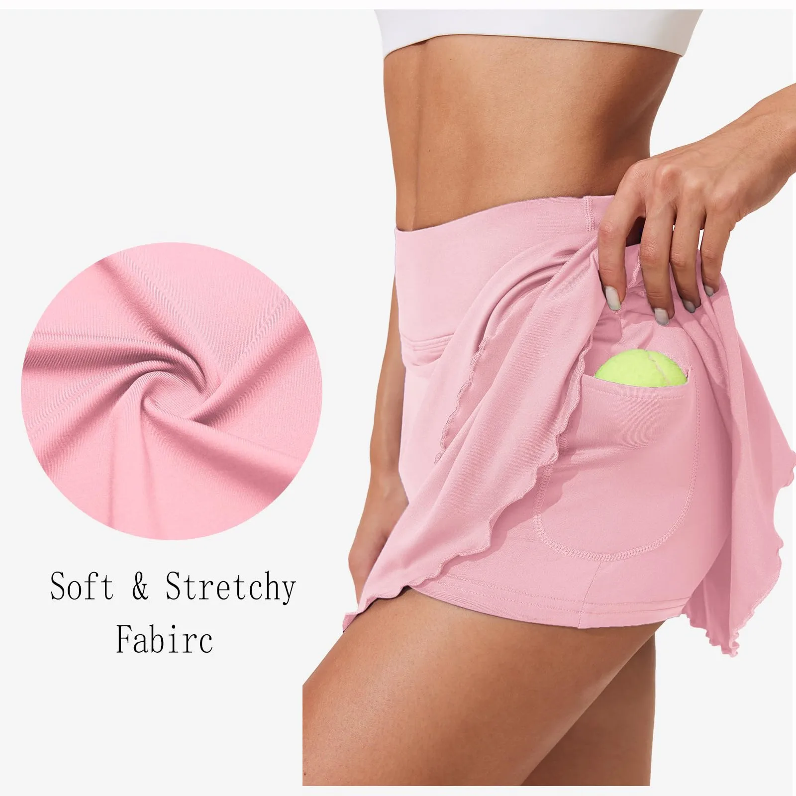 Jupes de sport double couche pour femmes, respirantes, décontractées, fitness, athlétiques, course à pied, yoga, tennis, été