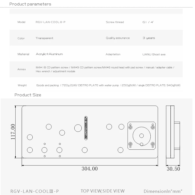 BYKSKI Distro Plate Acrylic Board Water Cooling Solution for LIANLI Ghost Axe 2 Computer Case Support DDC Pump RGV-LAN-COOLIII-P