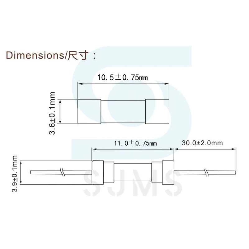 10PCS 3.6*10 3*10 4*11 F/T type Glass fuse Fast/Slow blow 250V 0.5A 1A 2A 3A 3.15A 4A 5A 6.3A 10A 15A with legs 3.6x10 3x10 4x11