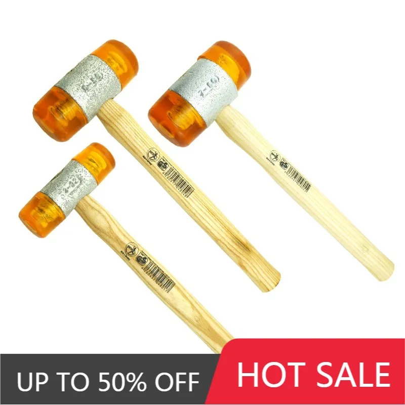 Yellow Installation Hammer 22/27/32/35/40/50/60mm Wooden Handle Anti-slip Portable Rubber Hammer Head Professional Hand Tools