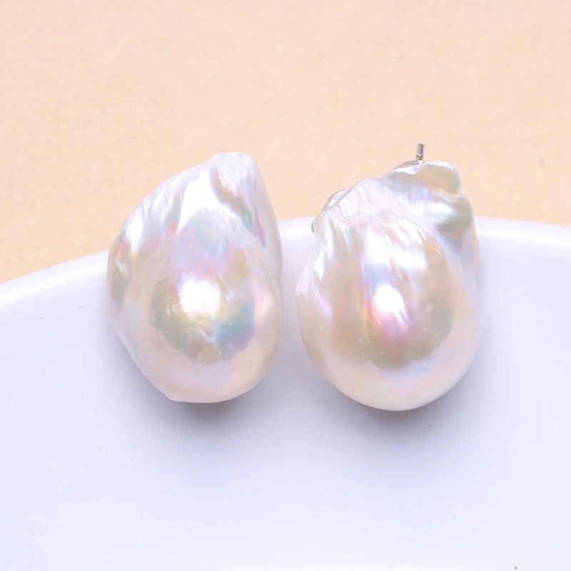 Pendientes de perlas barrocas grandes de Plata de Ley 925 con perlas naturales de agua dulce, joyería fina INS de 15-25mm, regalos para mujeres EA