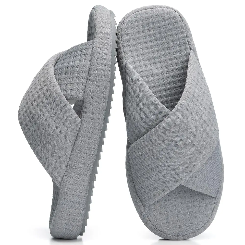 

Slippers for Women House Breathable Waffle Open Toe Slippers Indoor Outdoor Bedroom Shoes Slide Gifts for Women Non-Slip Sole