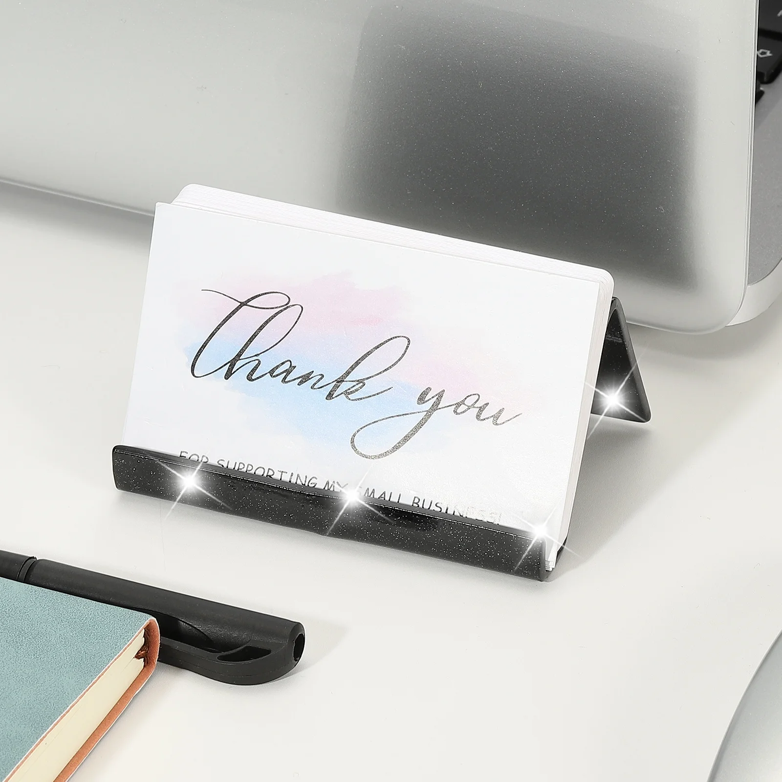 Acryl Visitekaartjes Houder Glitter Kleur Naam Kaart Display Stand Organizer Presentatie Kaarthouder Kantoor Tafel Accessoires