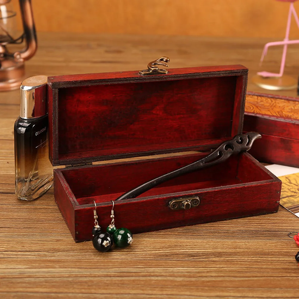 

Vintage Wooden Hairpin Box Ancient Style Storage Container For Jewelry Candy Cosmetics Organizer Sturdy Wood Material