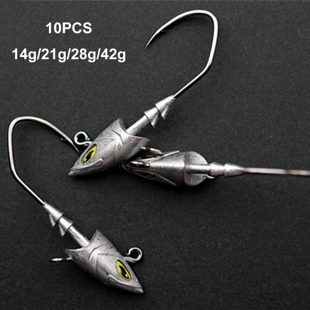 

10PCS Saltwater Jig Heads 14g/21g/28g/42g - Heavy Duty Wide Gap Hooks for Seabass Snapper Grouper Offshore Bottom Fishing