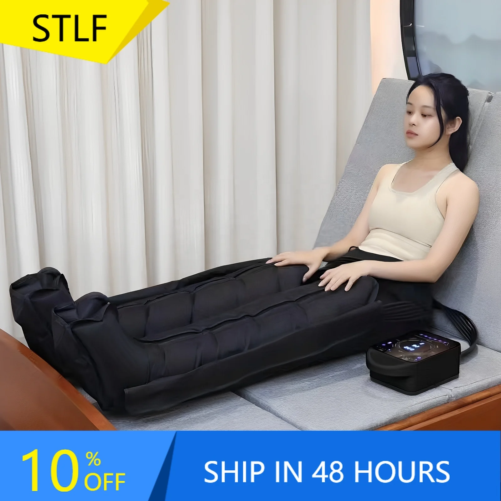 

STLFNew Portable 6-Chamber Air Pressure Recovery Leg Massager Boots Massager