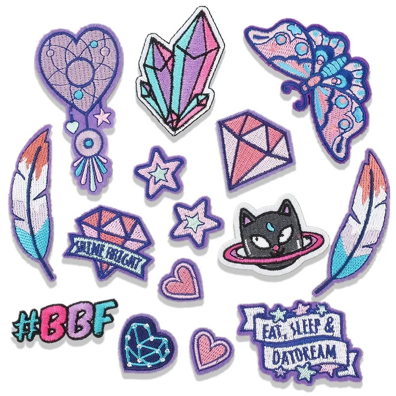 

Wind Chimes Feather Embroidery Cloth Sticker Diamond Subsidy Student Bag Decoration Patch Sticker Ironing