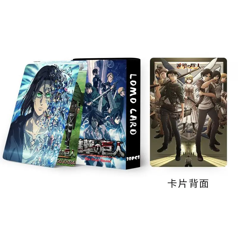 

30pcs/set Attack on Titan Japanese Anime Lomo Card Small Card Games with Postcards Message Photo Gift Collection Cards Toy Gift