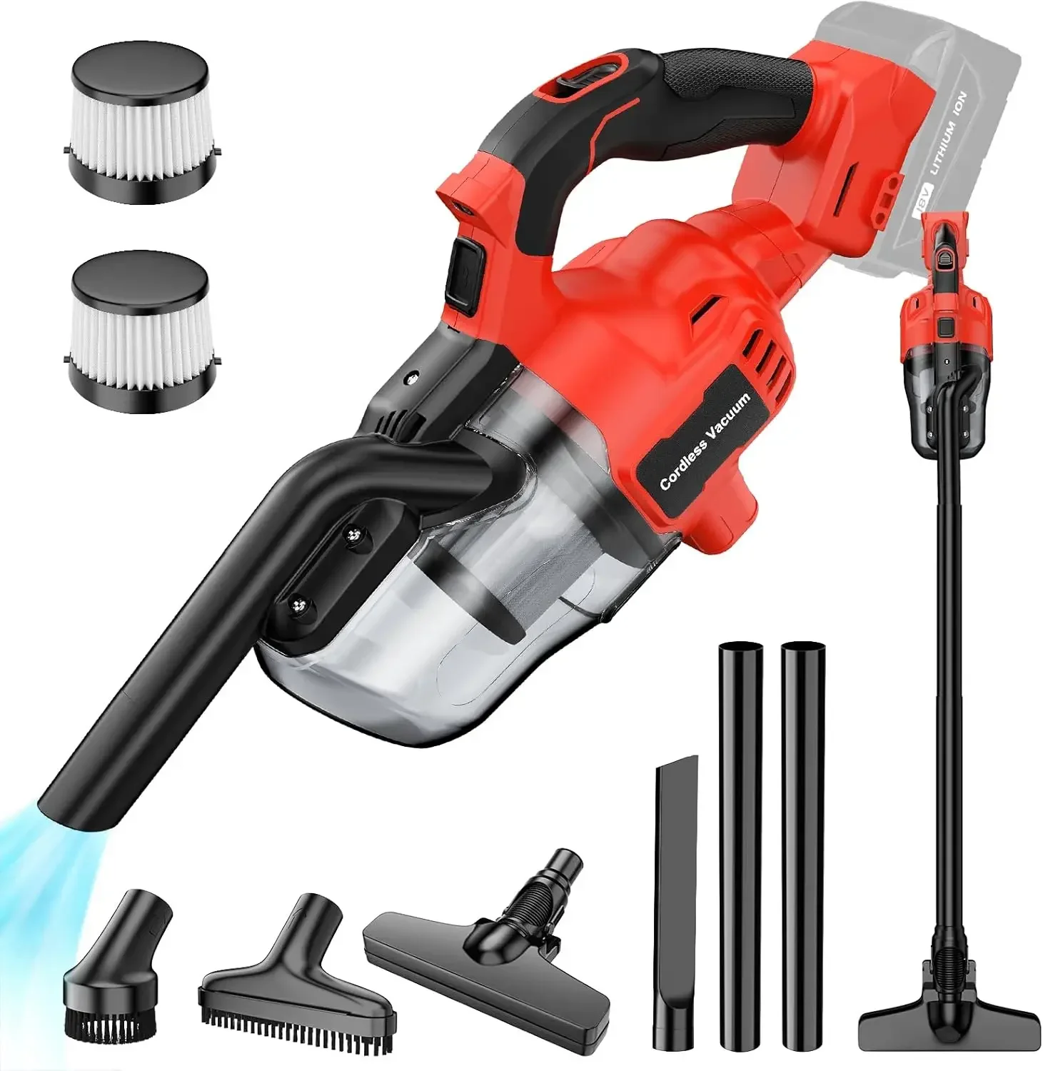 5-in-1 Kabelloser Handstaubsauger für Milwaukee 18V Akku Tragbarer Elektrischer Staubsauger für Hartböden Teppiche Auto