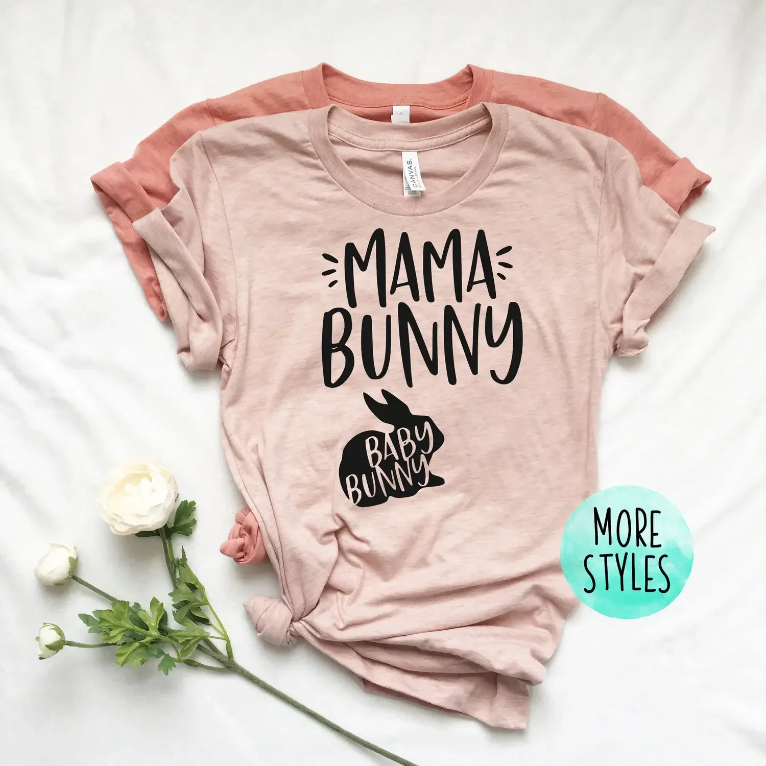 

2024 Women Pregnancy Shirt Mom to be Pregnancy Shirts Mama Bunny Funny Easter T-Shirt Maternity Announcement Tee Shirt Cott