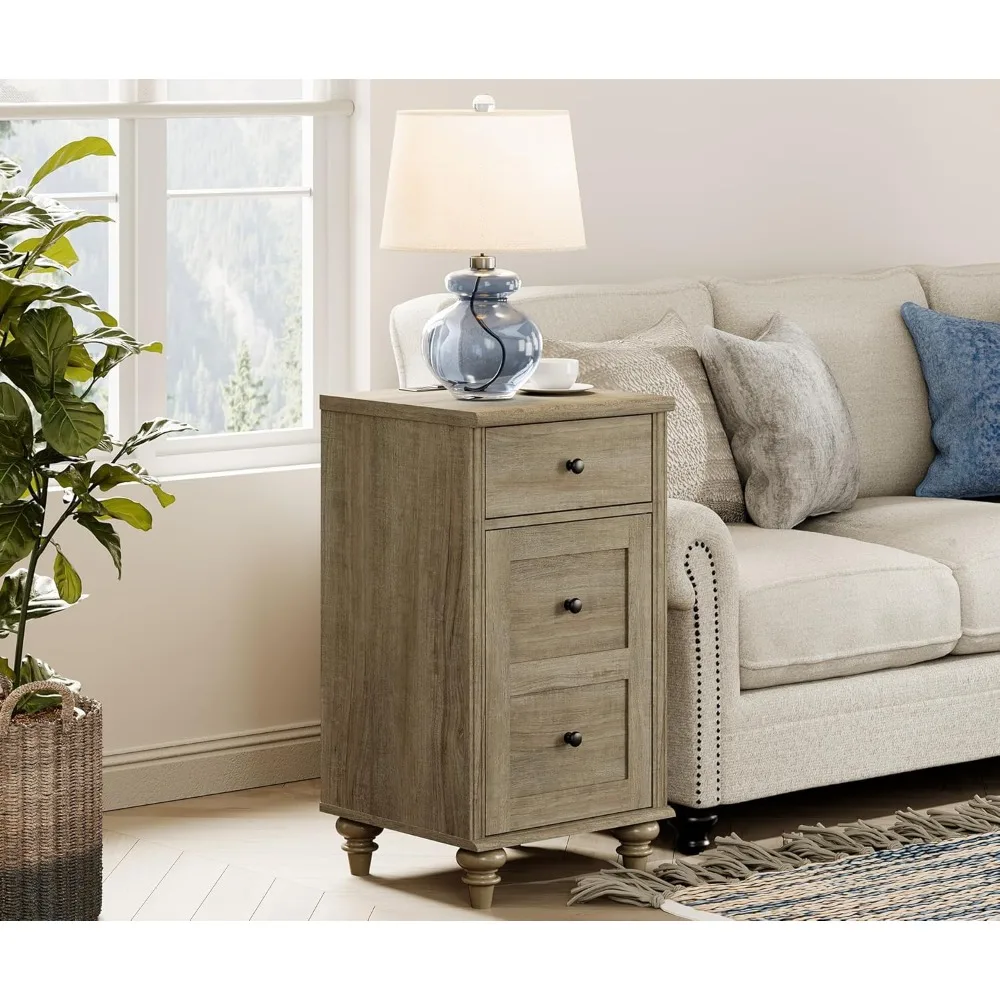 طقم من طاولتين نهائيين مع محطة شحن، وطاولات خشبية مع درج وخزانة تخزين، وطاولات جانبية حديثة لغرفة المعيشة #6