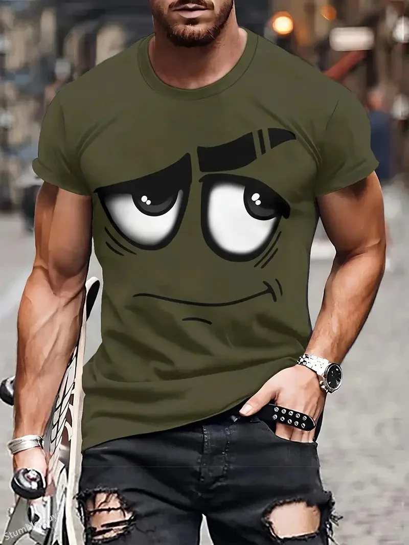 Herren Übergrößen Casual T-Shirt Sommer Anime-Muster Locker Sitzend Kurzarm Atmungsaktiv Leicht Übergroßes Jersey-Oberteil