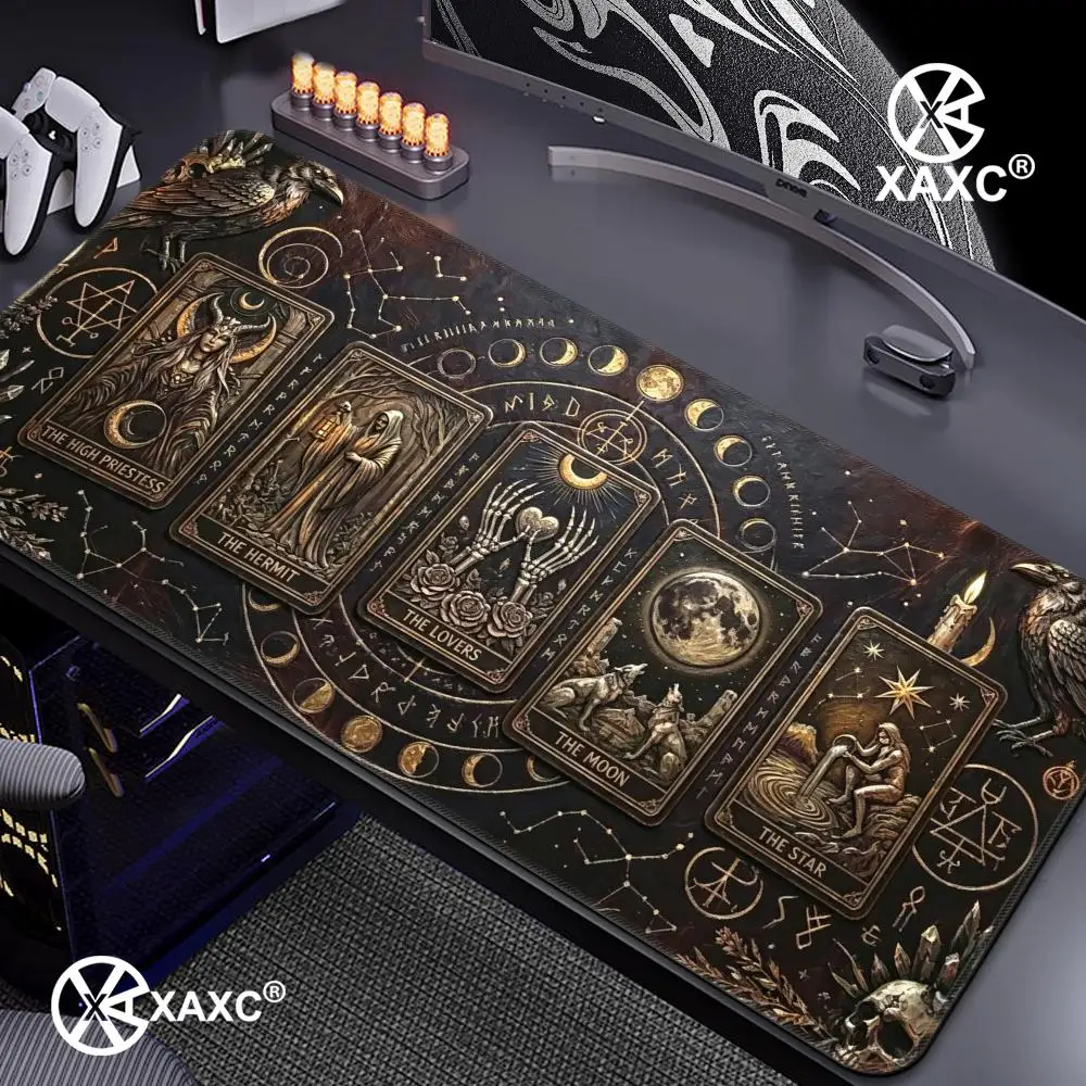 Witchy Desk Mat Gothic Mouse Pad Dark Academia Decor Tarot Card XXL Keyboard Pad Faux Look Spellbook Gaming Mat HYBXXC