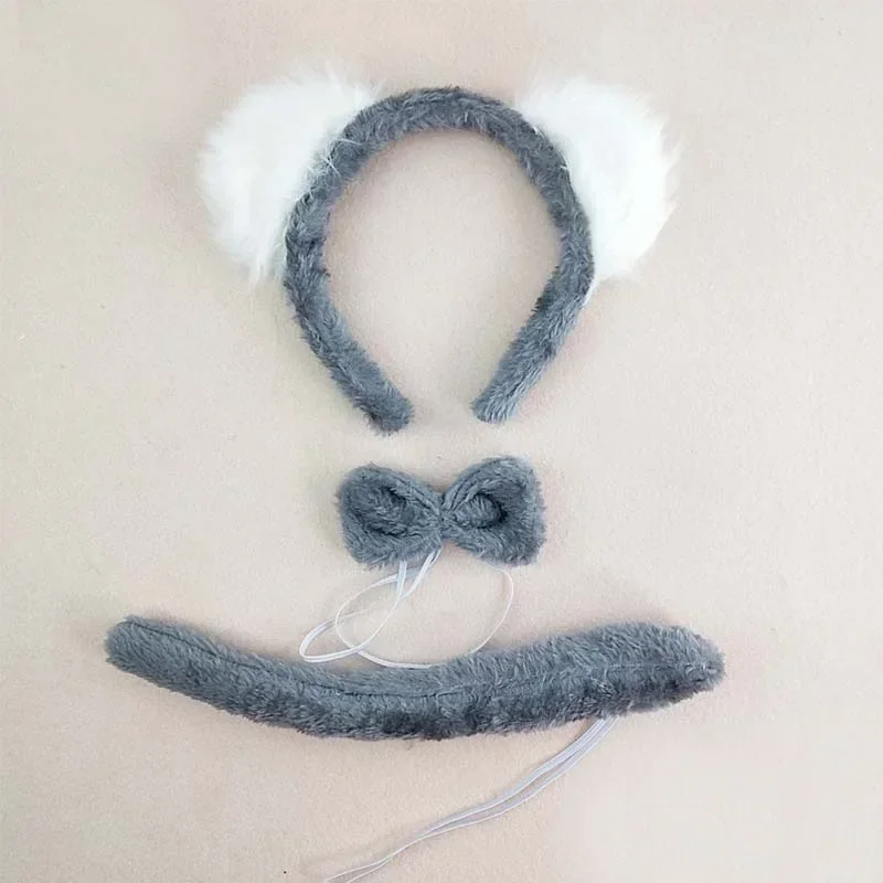 Bandeau de sauna d'oreille de koala de dessin animé en peluche pour adultes et enfants, bandeau, costume de cosplay, vêtements de sauna d'Halloween, cadeau de Noël, fête d'anniversaire