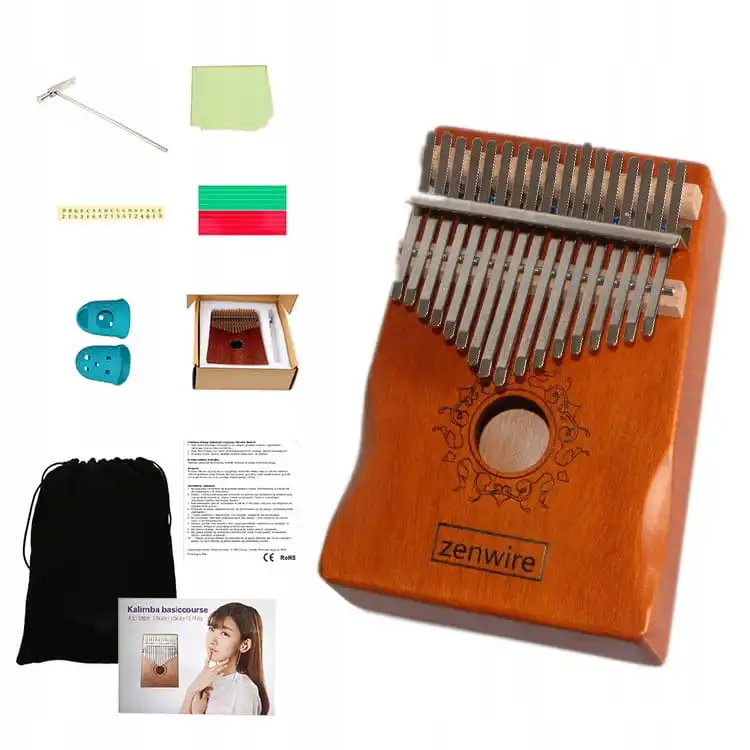 Kalimba-instrument Afrikaanse piano Zanza Mbira 17 toetsenbord Houten brons Zenwire K-01